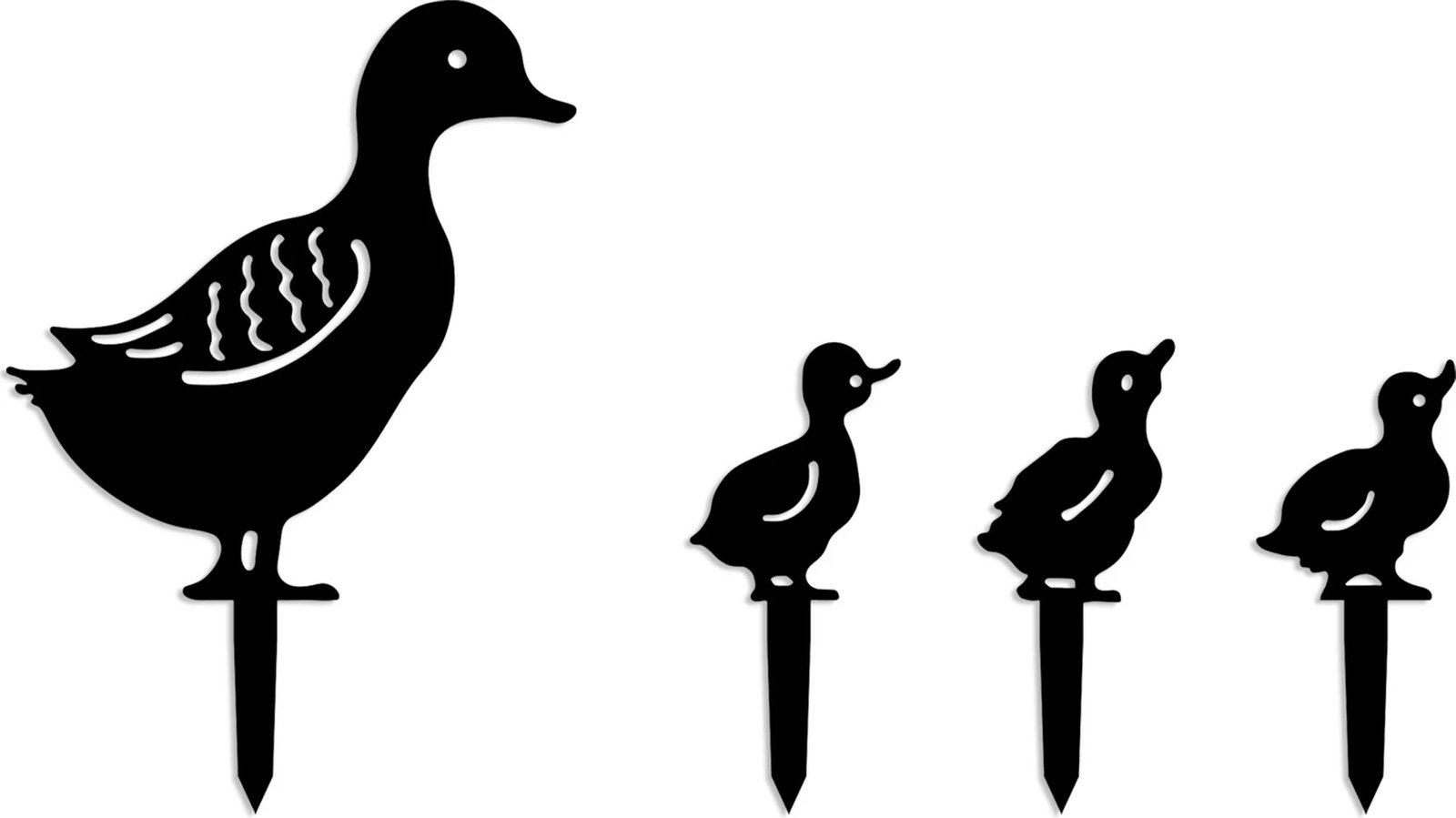 Set dekorativ për kopsht, forma rosash, ngjyrë e zezë, Aberto Design, Fam 01