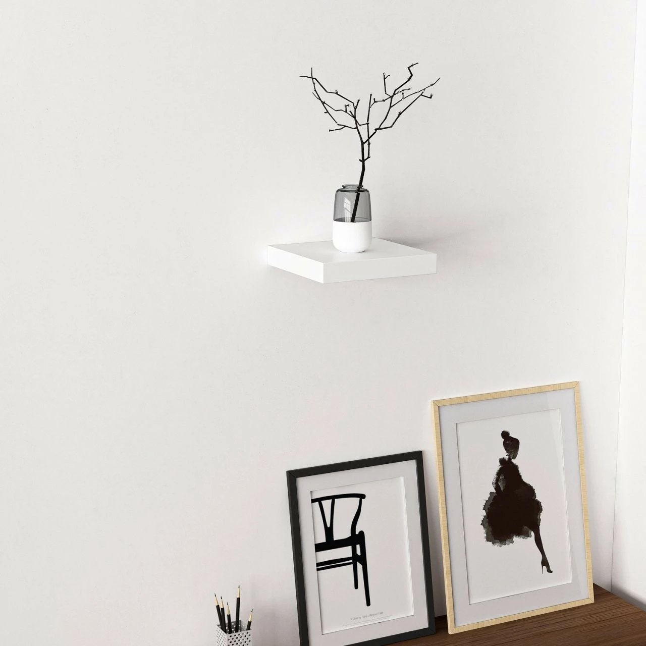 Raft muri Skye Decor, i bardhë, 23 cm