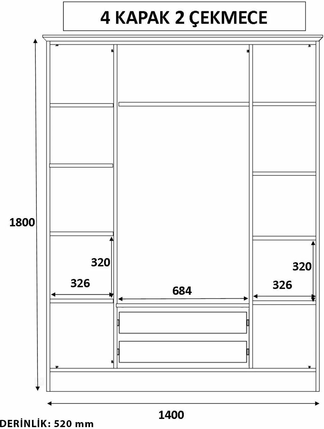 Dollap rrobash, ngjyrë e bardhë mat, Skye Decor, RB-012, 140x180x52 cm