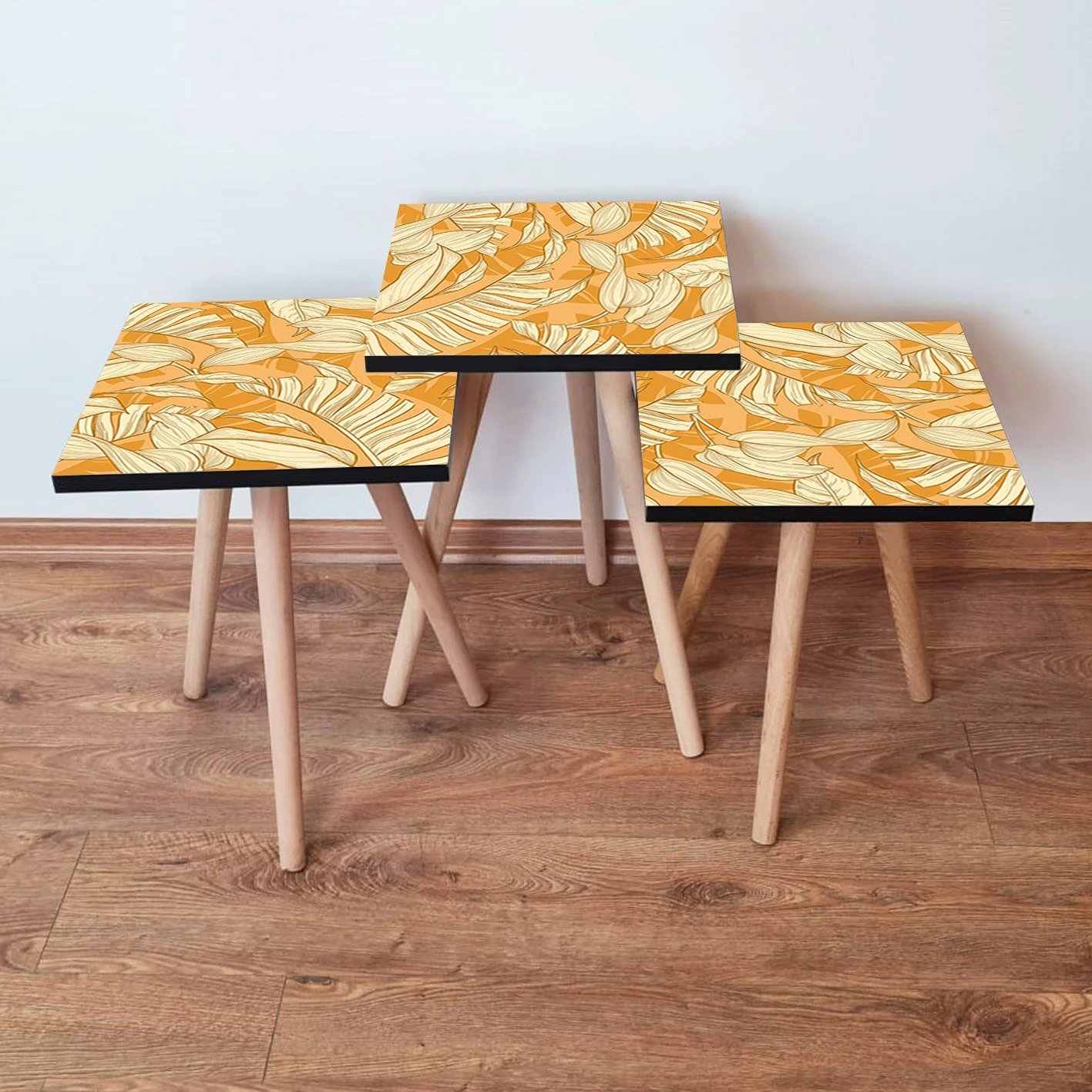 Set tavolinash ndihmëse, 3 copë, ngjyrë portokalli/bezhë, Skye Decor, 3Shp204