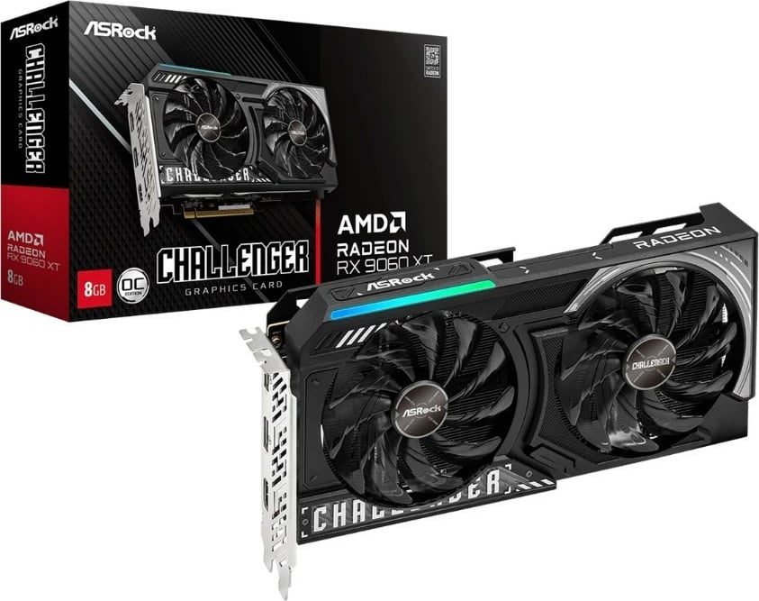 Kartelë grafike ASRock AMD Radeon RX 9060 XT Challenger 8GB OC, GDDR6, PCI-E 5.0, e zezë