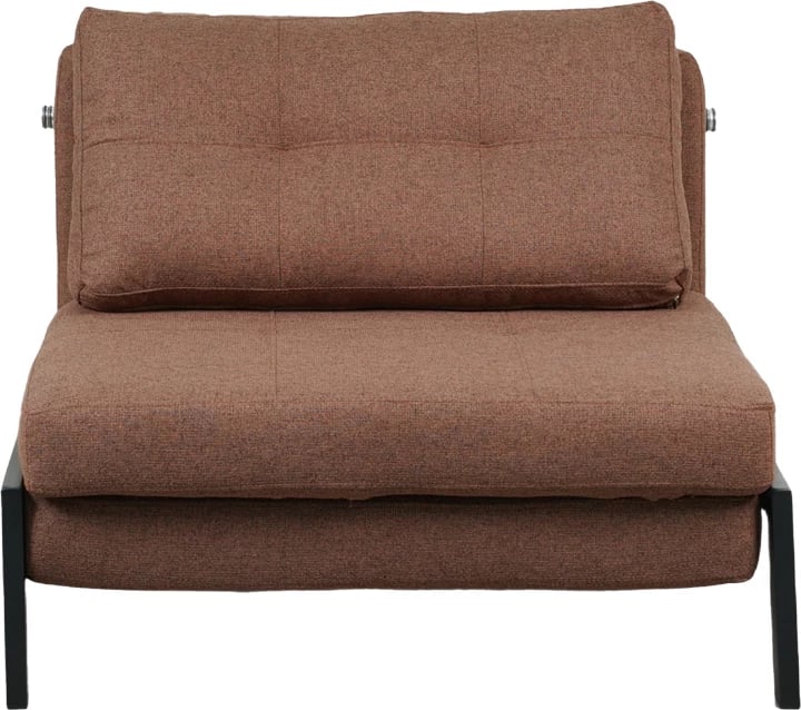 Poltronë-krevat Fancy, material tekstili, ngjyrë kafe, këmbë të zeza, 95x98x70cm