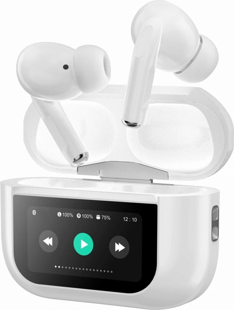 Kufje in-ear Technaxx BT-X72 TWS, ANC, Bluetooth 5.3, me ekran prekje, të bardha