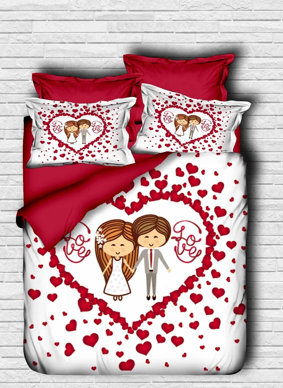 Set mbulesë për jorgan king size, L'essentiel, 164, ngjyrë e bardhë dhe e kuqe Set mbulesë për jorgan king size, L'essentiel, 164, ngjyrë e bardhë dhe e kuqe