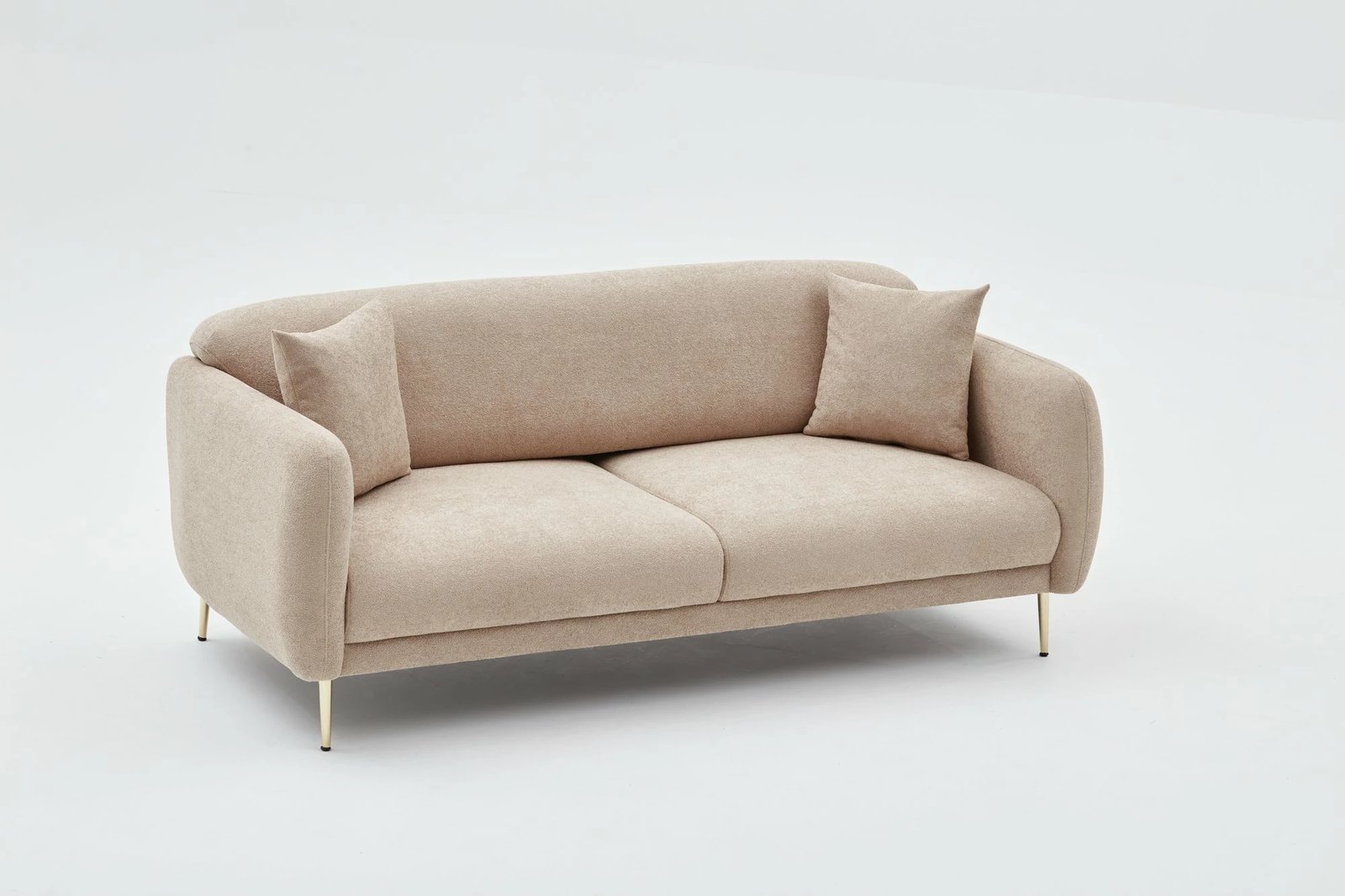 Divan-krevat treshe Simena, bezhë, këmbë metalike, Atelier del Sofa