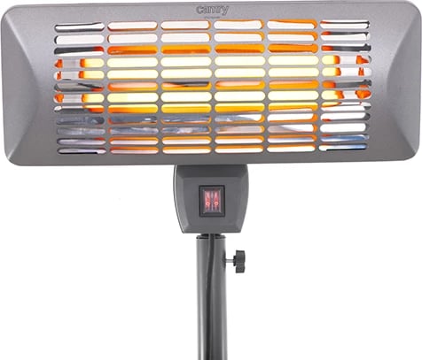 ngrohës terase në këmbë, Adler Camry CR 7737, 1000/2000W, elemente kuarci, IP24, zonë 14 m², lartësi 157–202 cm, gri