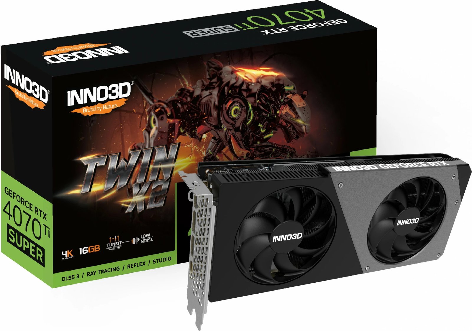 Kartelë grafike Inno3D GeForce RTX 4070 Ti SUPER TWIN X2, 16 GB, GDDR6X, PCI Express x16 4.0, e zezë/gri
