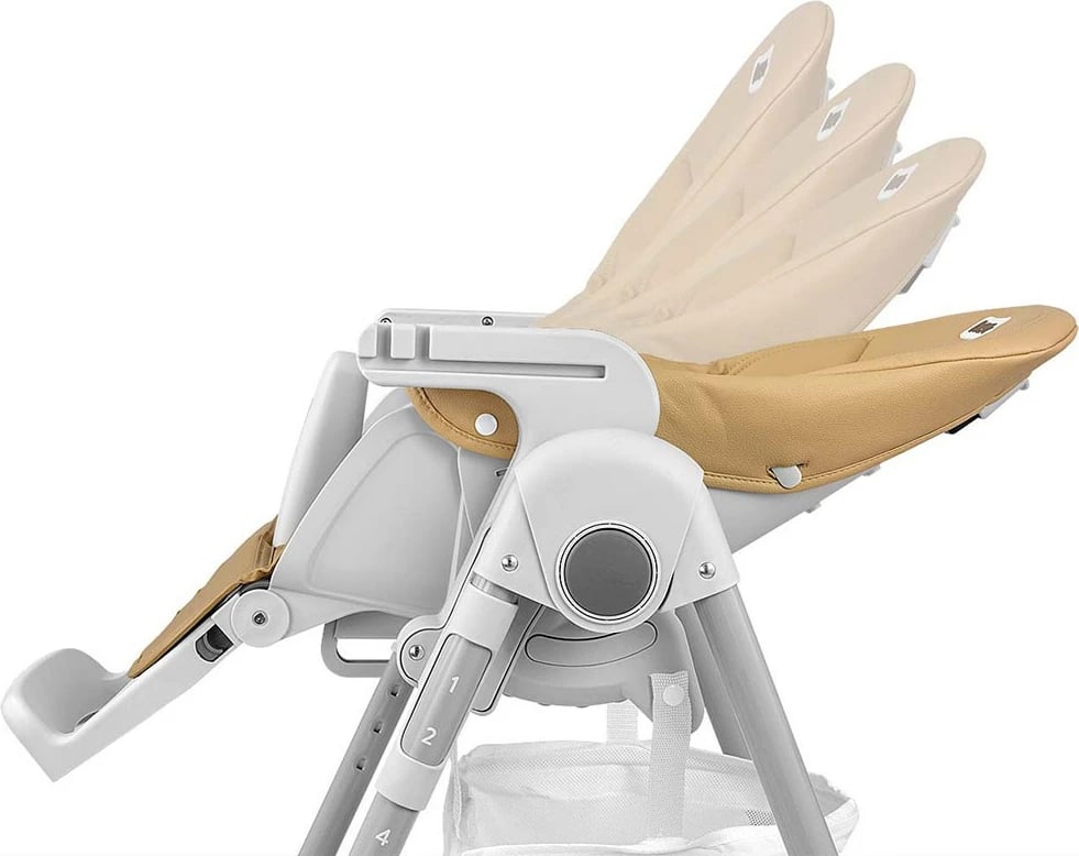 karrige e lartë për ushqim, Milly Mally Bueno, 7 nivele lartësie, shpinore reclinueshme, rripa 5-pikësh, deri 15 kg, 6–36 muaj, bezhë