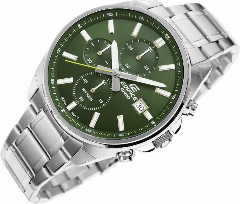 Orë dore për meshkuj Casio, argjendi me të gjelbër