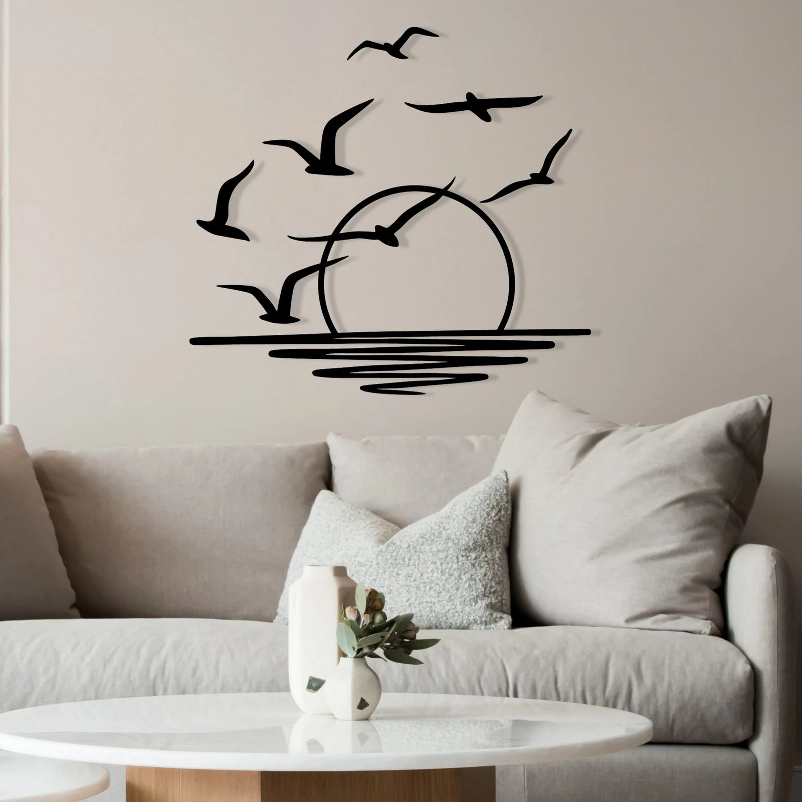 Aksesor dekorativ metalik për mur Wallity, Spiaggia, ngjyrë e zezë, 115x49cm