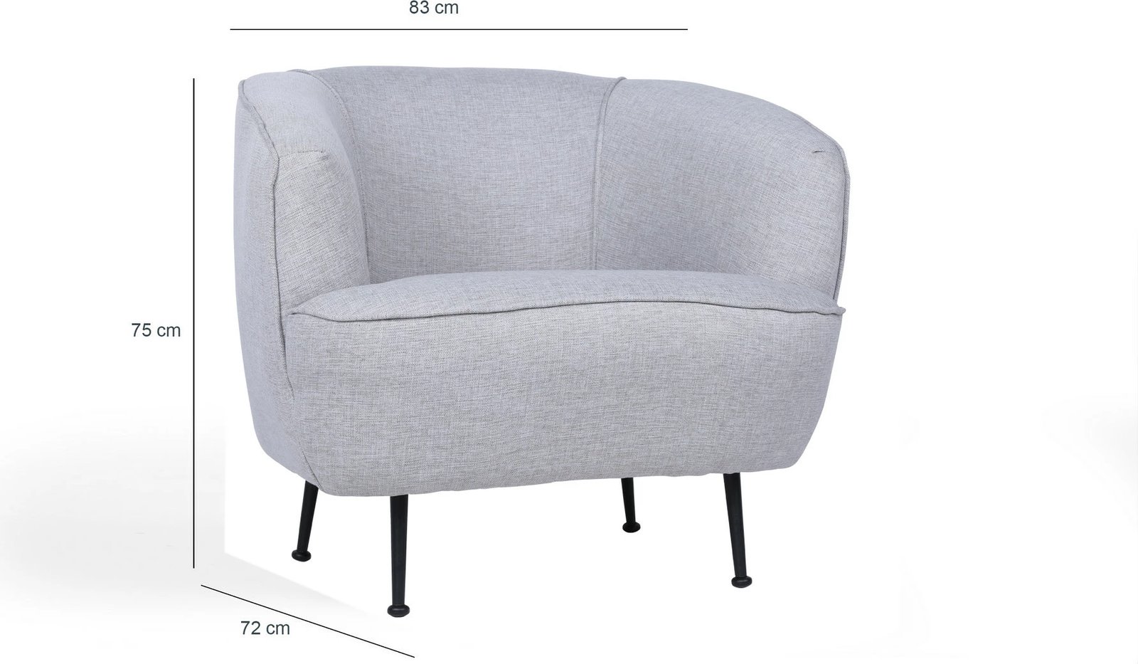 Karrige Wing Atelier del Sofa, Piccoli (Bony), lino, ngjyrë gri e çelët