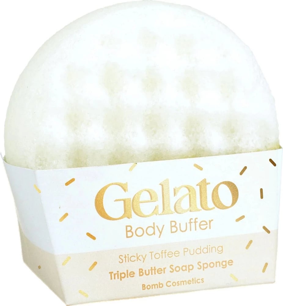 Sfunguese trupi me sapun Bomb Cosmetics Gelato Body Buffer Sticky Toffee Pudding për femra 200g