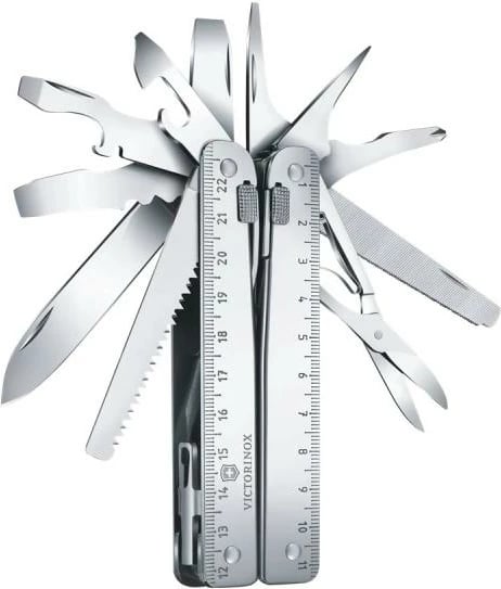 Multitool Victorinox SwissTool X Plus V-3.03 38.L, 39 funksione, me këllëf lëkure, argjendtë