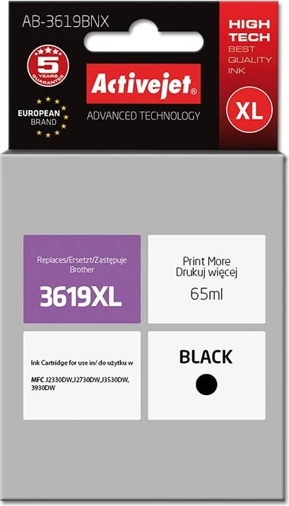 Ngjyrë zëvendësuese Activejet AB-3619BNX për printer Brother, 65ml, e zezë