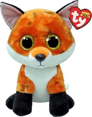 Lodër pelushi dhelpër TY Beanie Boos, 24 cm, portokalli/zi/bardhë