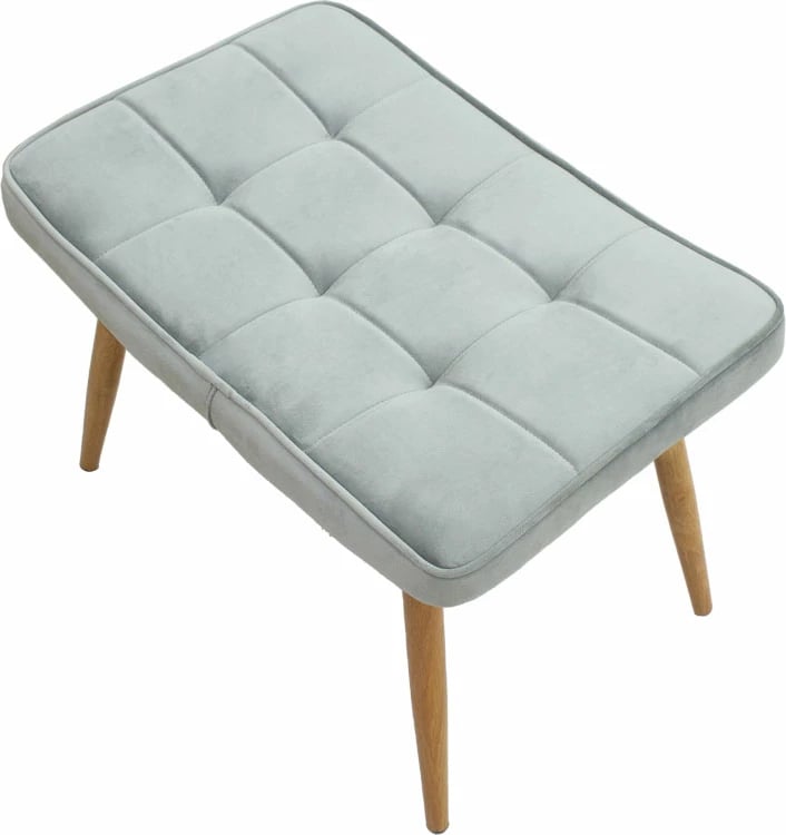 Fotel Maddison me stol këmbësh, kadife gri-natyrale, 68x72x98cm