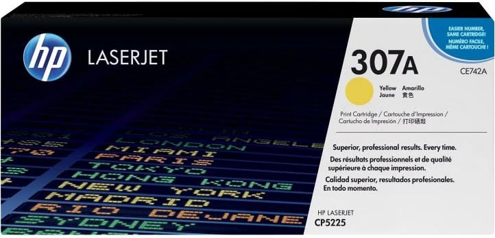 Toner, HP, 307A CE742A, për Color LaserJet, rendiment 5,500–8,800 faqe, verdhë