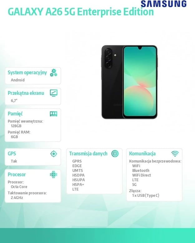 Celular Samsung Galaxy A26 5G, 6/128 GB, i zi Enterprise Edition