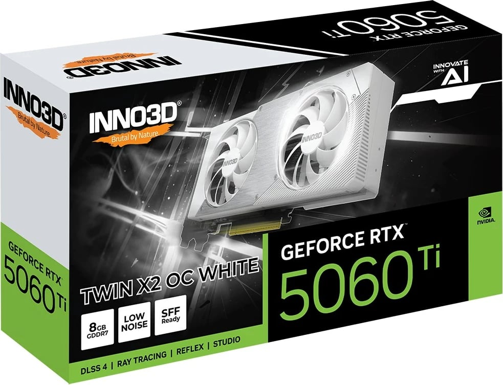 Kartelë grafike INNO3D GeForce RTX 5060 Ti TWIN X2 OC, 8 GB GDDR7, Bardhë