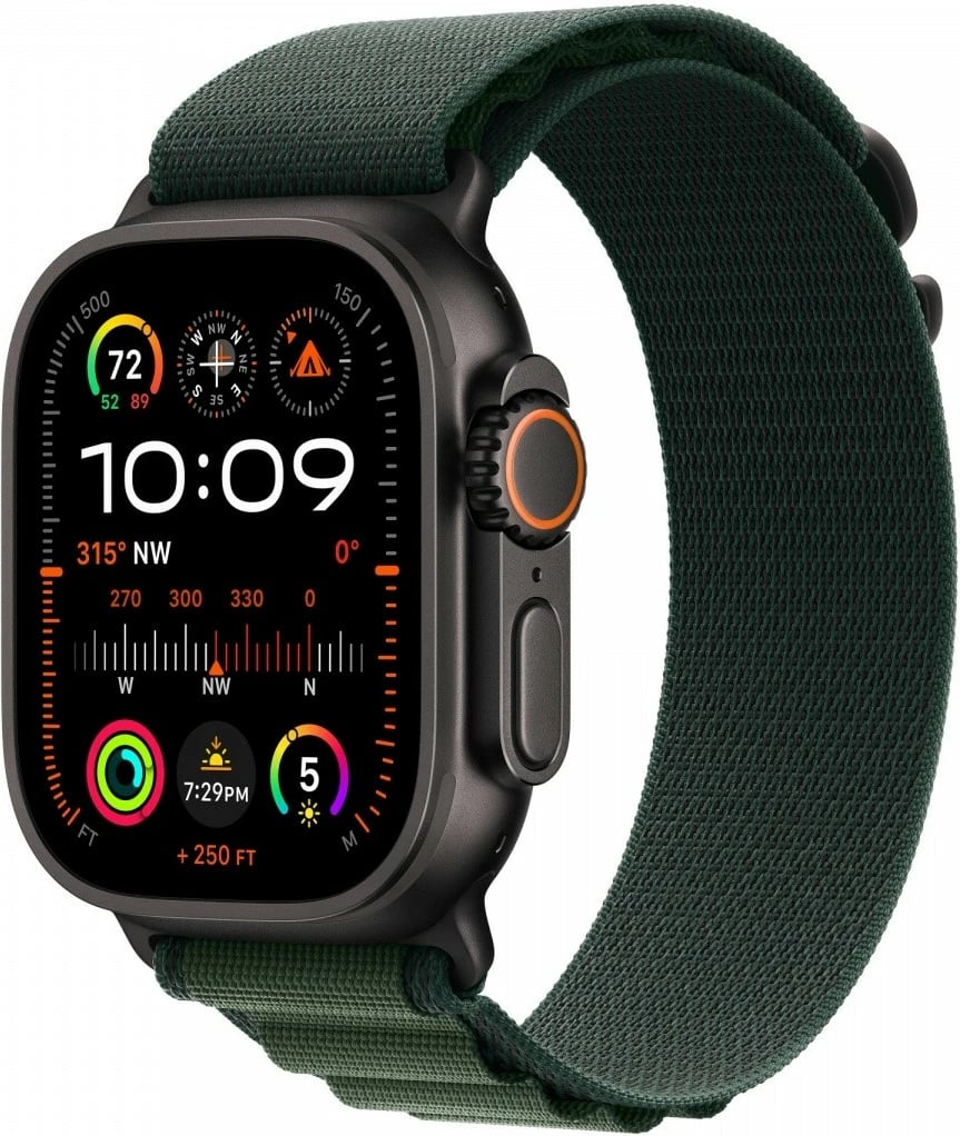 Rrip Alpine Apple Watch, 49 mm, S, ngjyrë e gjelbër e errët, elemente titan të zi
