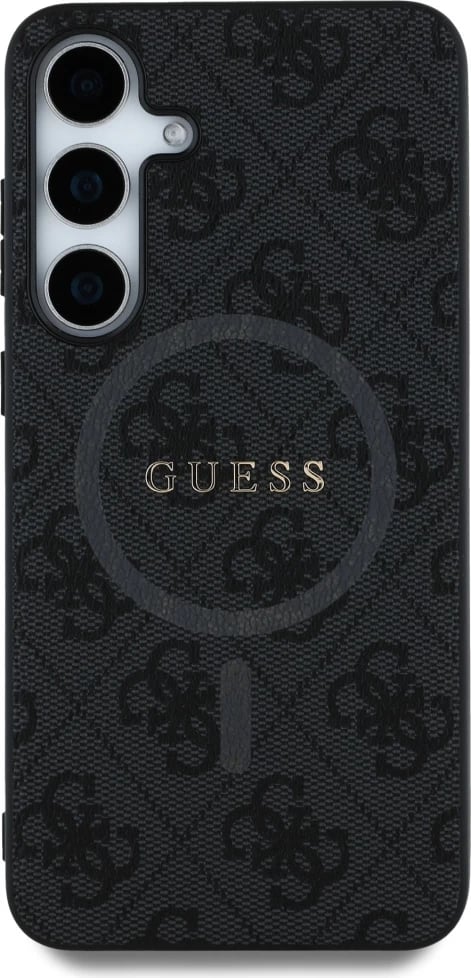Mbështjellës Guess Leather 4G Colored Ring Classic Logo MagSafe për Samsung Galaxy S25 Plus, i zi Mbështjellës Guess Leather 4G Colored Ring Classic Logo MagSafe për Samsung Galaxy S25 Plus, i zi