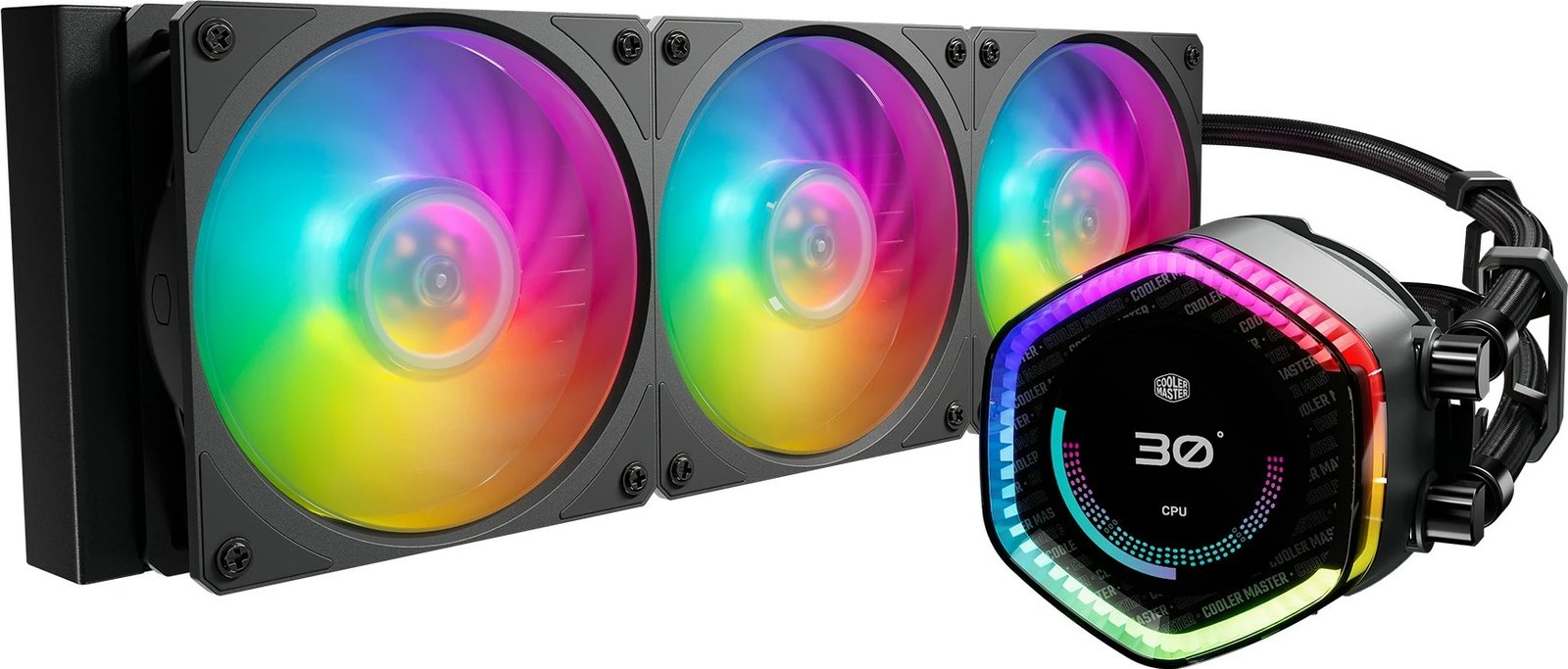 Ftohës i lëngshëm Cooler Master MasterLiquid 360 ION, 3x12cm, ARGB, Ekran LCD, i zi