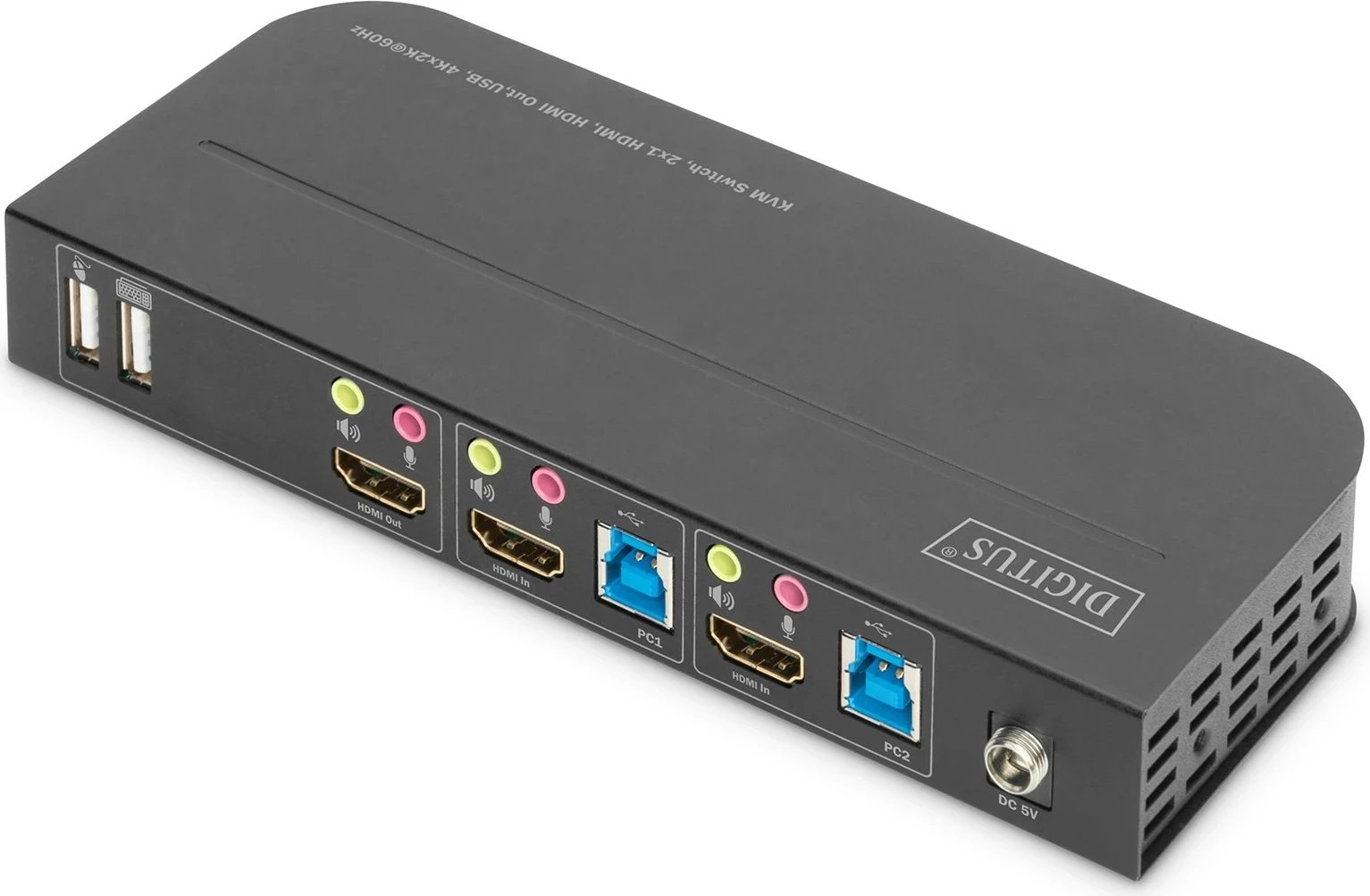 Switch DIGITUS DS-12874, 2x1 HDMI, HDMI Out, USB, 4Kx2K@60Hz, Zi