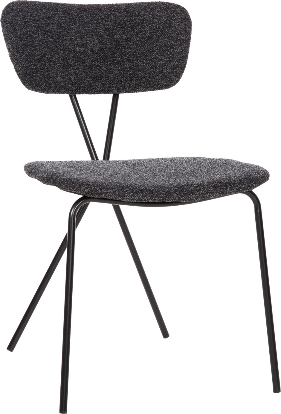 Karrige ngrënieje DORY, kornizë metalike e zezë, pëlhurë gri e errët, 48,5x61x76H cm., set prej 4 copash