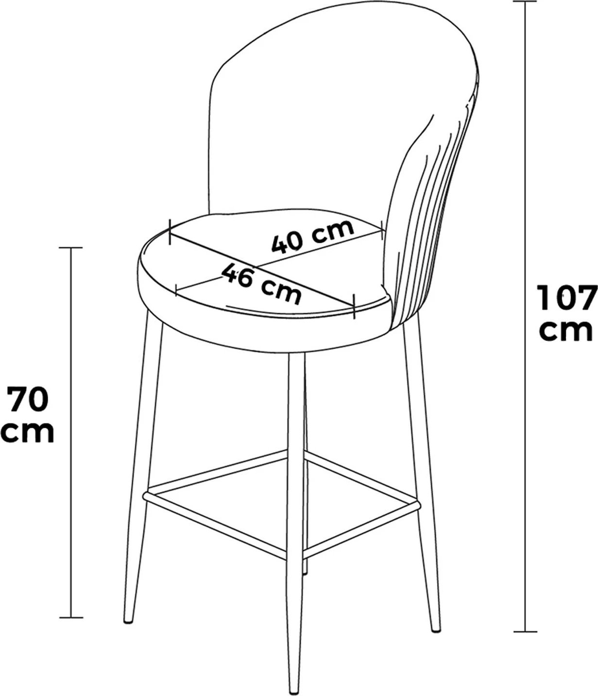 Set karrigesh për bar, ngjyrë e zezë, Hanah Home Uras, 4 copë