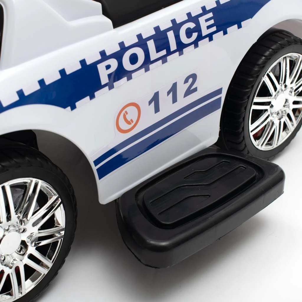 makinë shtytëse për fëmijë, Baby Mix, Police, me panel zanor dhe shufër drejtimi, 12m+, ngarkesë 25 kg, e bardhë
