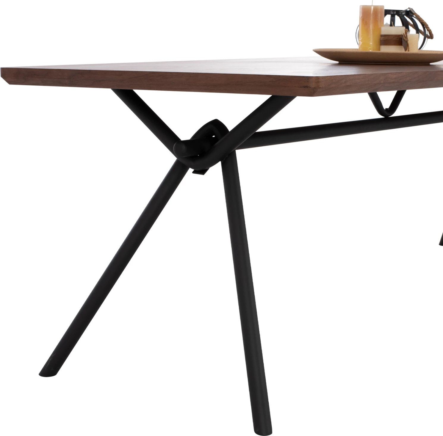 Tavolinë ngrënieje MANDY, MDF, ngjyrë arre, këmbë metali, 220x90x75 cm