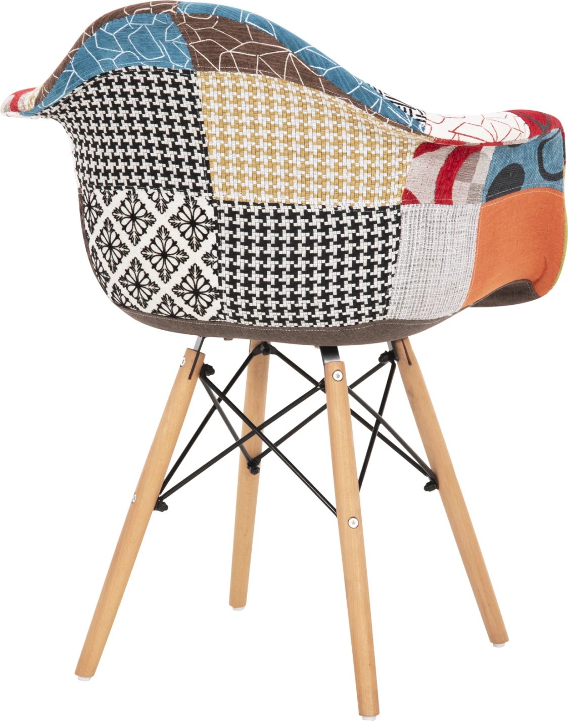 Karrige me krahë, këmbë druri dhe sedilje patchwork Mirto FH005.25 63x57x80 cm, set prej 4 copë