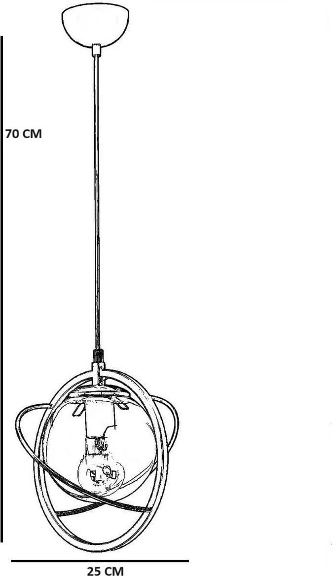 Llambë tavani Opviq Nepal, metal, xham i bardhë, lartësi e rregullueshme, D25x70cm