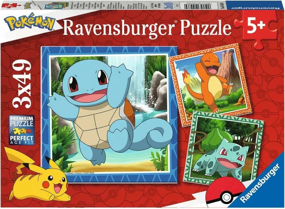 Puzzle për fëmijë Ravensburger Pokémon 3x49 pjesë, karton
