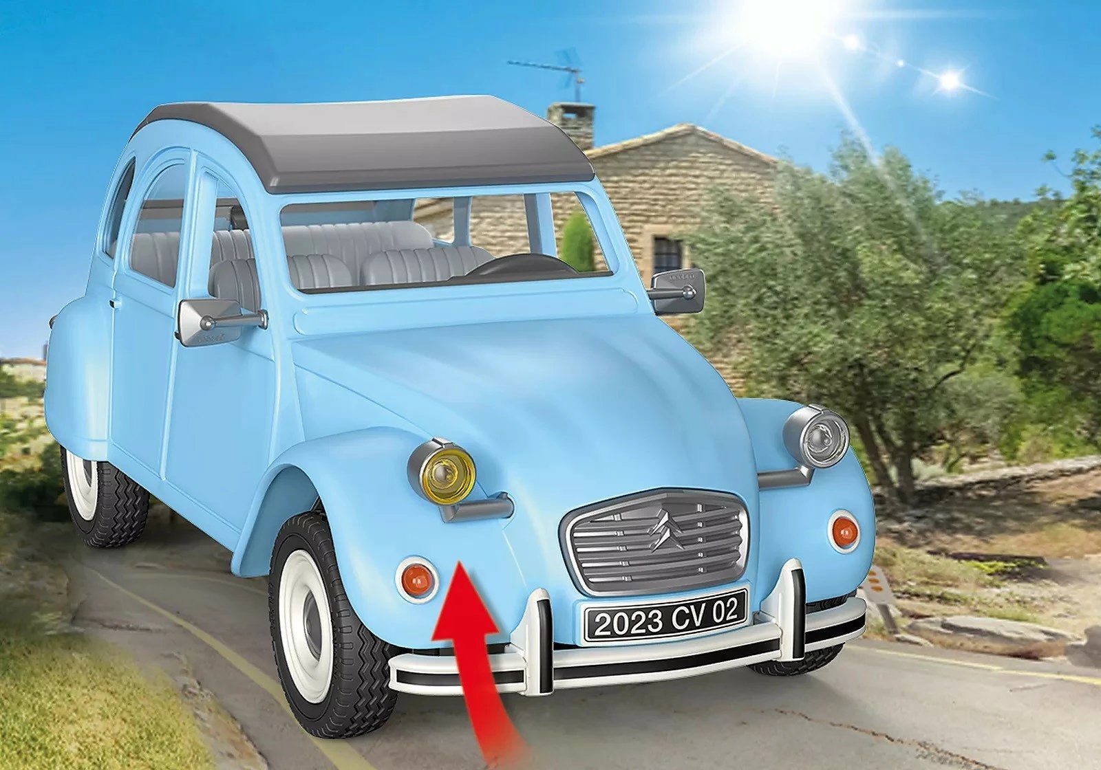 Set lodrash Playmobil Citroën 2CV, 57 pjesë, me figura dhe aksesorë, kaltër