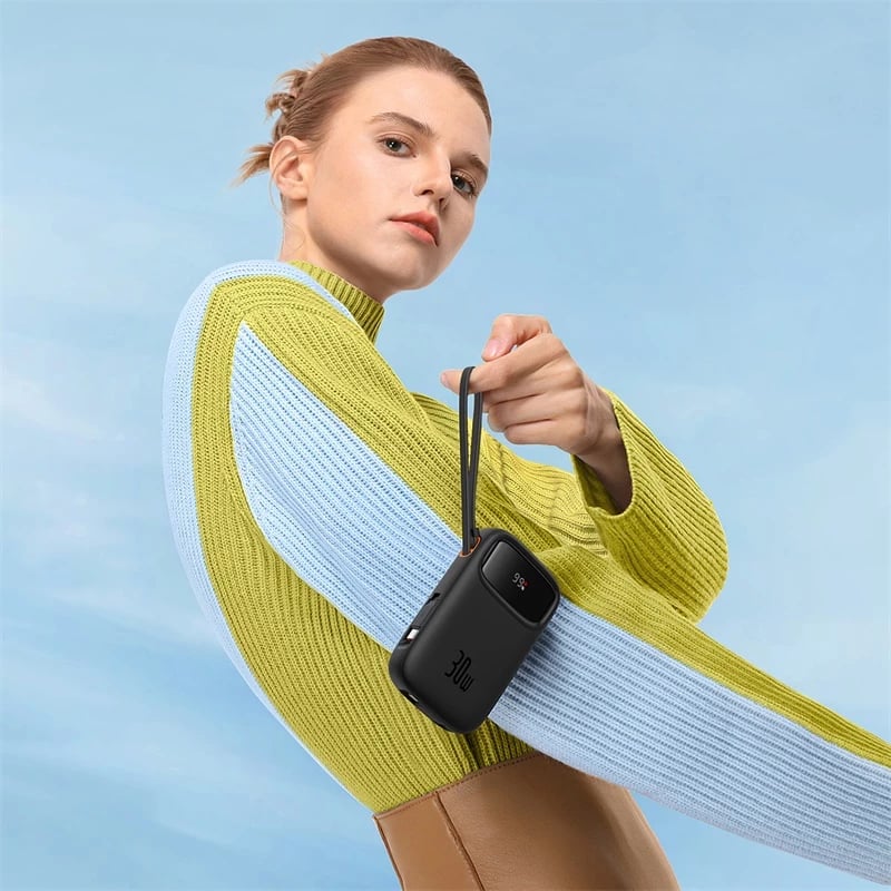Powerbank Baseus QPow 2, 10000mAh, 30W, me kabllo USB-C të integruar, Ekran LED, e zezë Powerbank Baseus QPow 2, 10000mAh, 30W, me kabllo USB-C të integruar, Ekran LED, e zezë