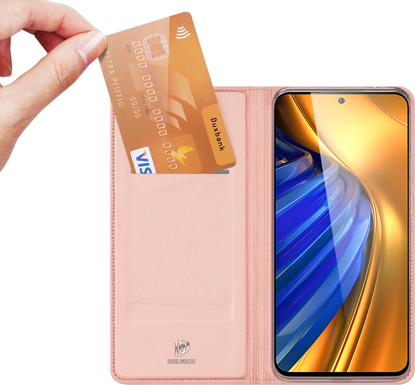 Mbështjellës Dux Ducis Skin Pro për Xiaomi Poco F4 5G, me xhep dhe qëndrim, rozë Mbështjellës Dux Ducis Skin Pro për Xiaomi Poco F4 5G, me xhep dhe qëndrim, rozë