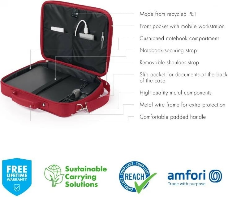 Çantë laptopi DICOTA Eco Multi BASE, 15-17.3", e kuqe