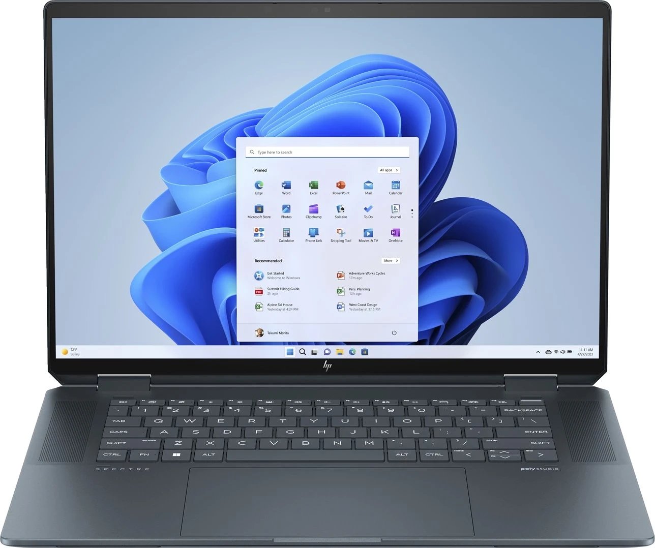 Laptop hibrid HP Spectre x360 16-aa0075nw, 16 inç, Blu