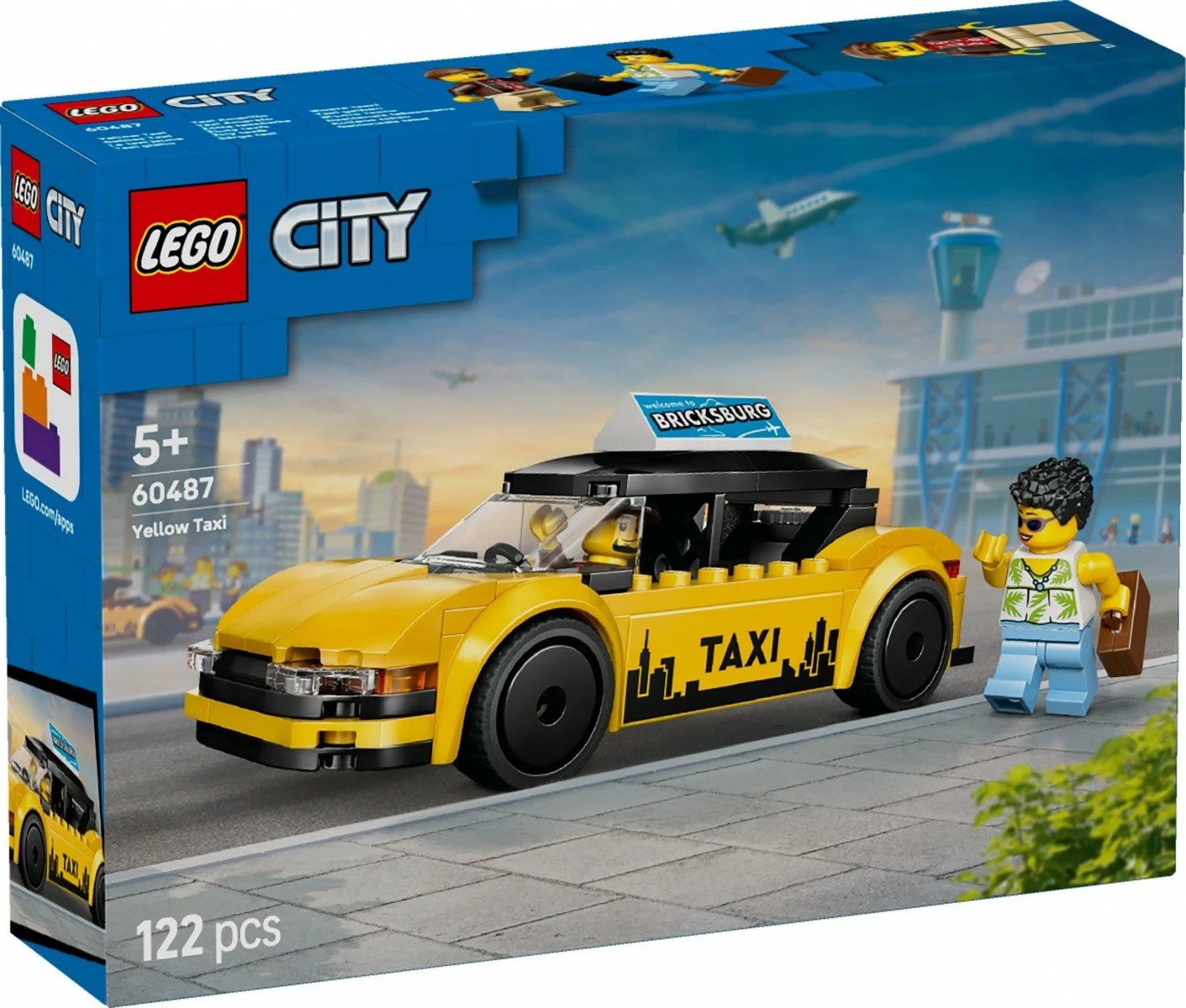 Set blloqesh, LEGO, City 60487 Yellow Taxi, 122 pjesë, moshat 5+, e verdhë