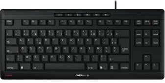 Tastierë, Cherry, STREAM KEYBOARD TKL JK-8600FR-2 (JK8600FR2), USB me kabllo, TKL pa numpad, layout AZERTY, me taste të qeta SX, e zezë