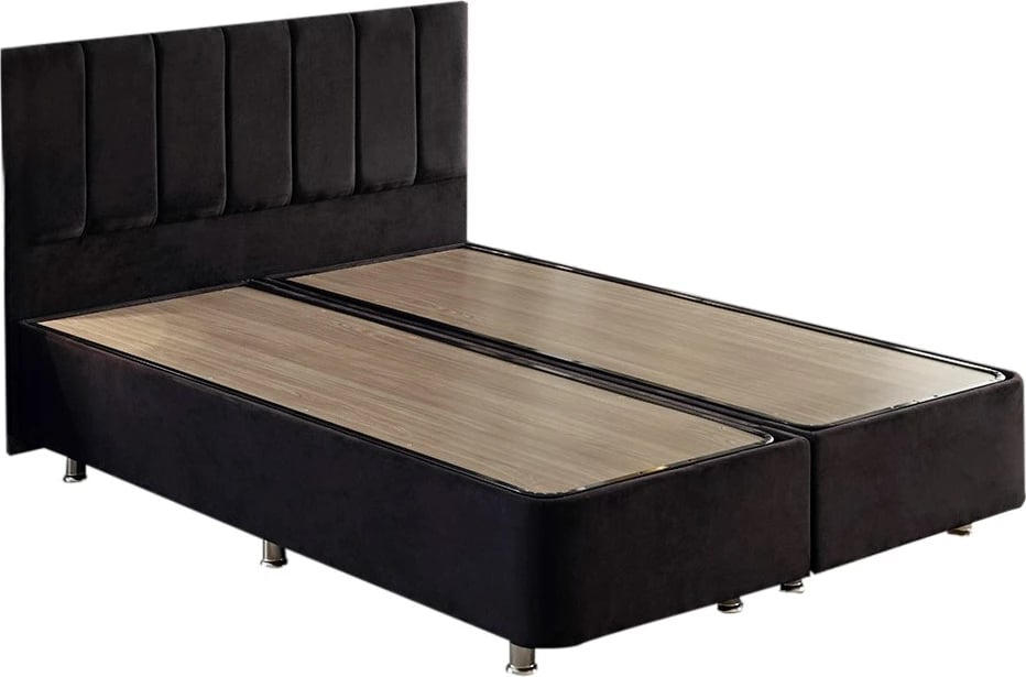 Baze dhe shtrat dopio me taban, Skye Decor, Ela Double, e zezë, 160x200