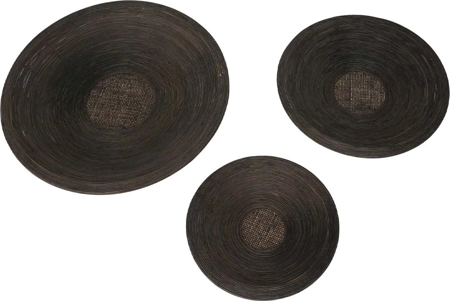 Set dekorativ muri Pompei, 3 copë, dru-bambu, kafe, 60x60x9cm