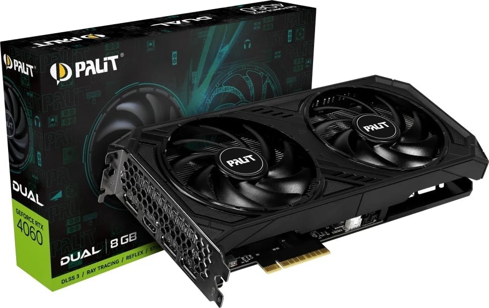 Kartë grafike Palit GeForce RTX 4060 Dual 8GB DLSS 3 Kartë grafike Palit GeForce RTX 4060 Dual 8GB DLSS 3