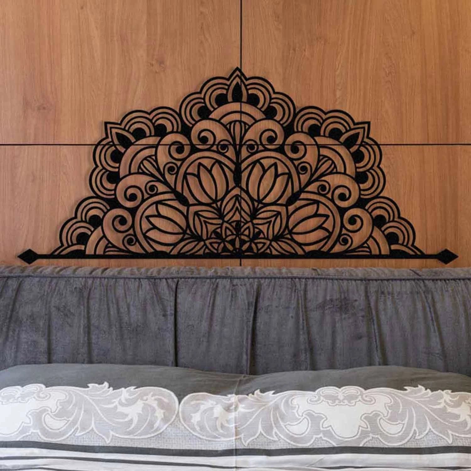 Aksesor dekorativ metalik për mur, Wallity Almero, ngjyrë e zezë, 160x70cm