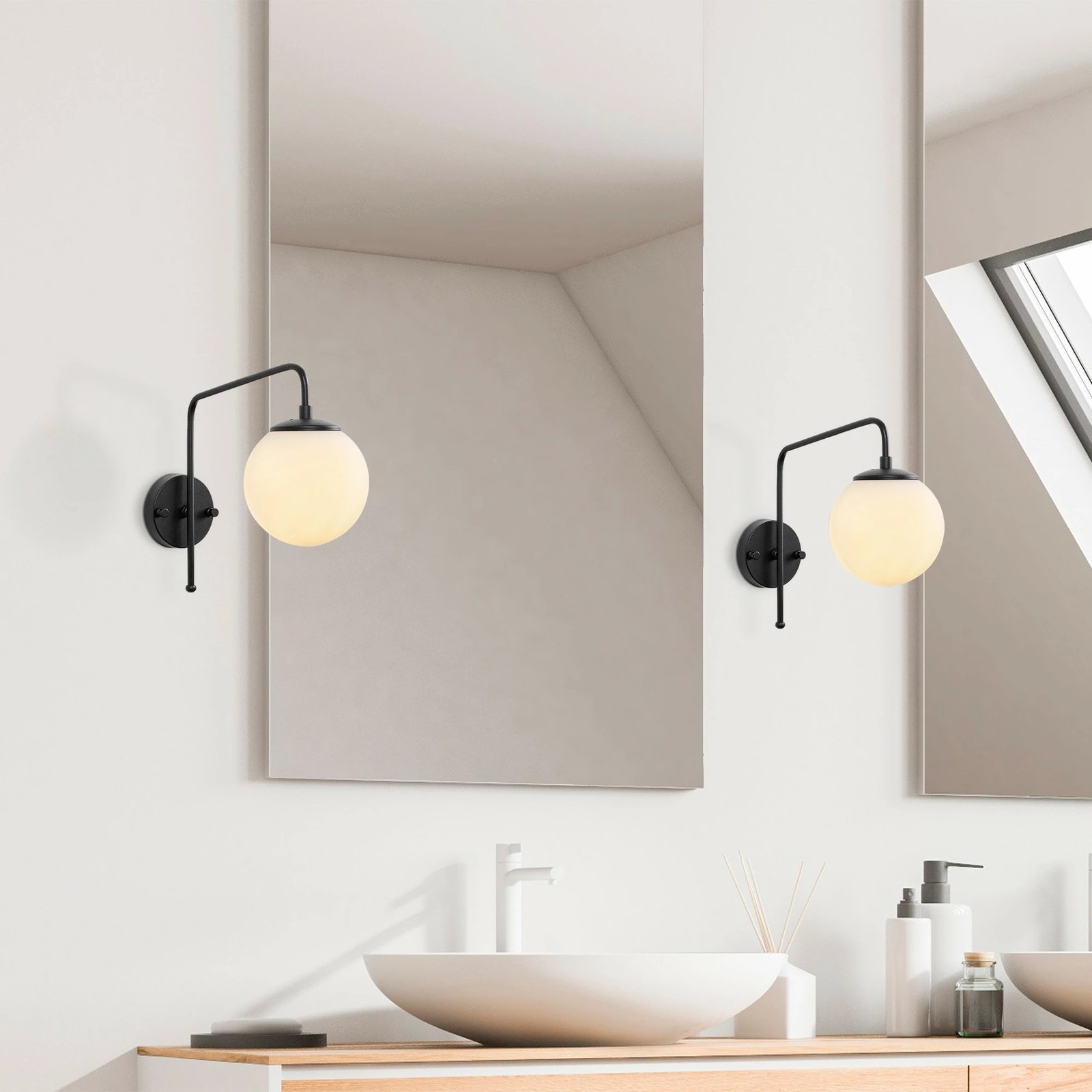 Llambë muri Opviq, Viran, e zezë dhe e bardhë, 15x32x32cm