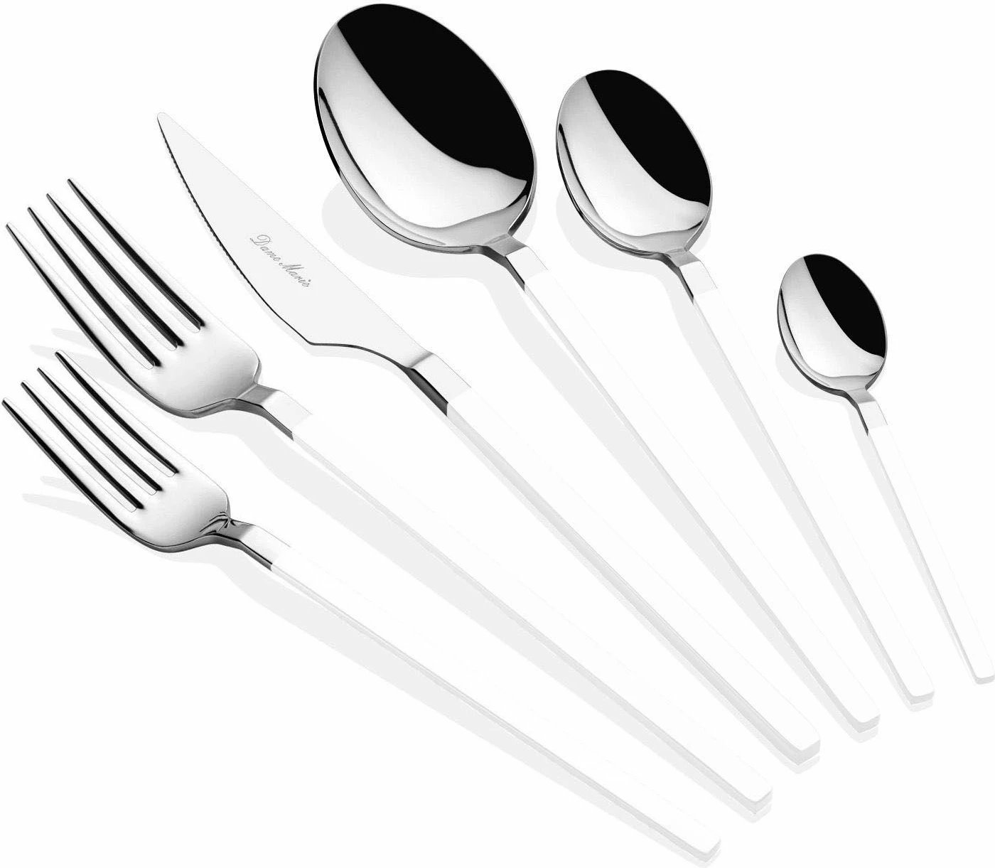 Set lugësh, pirunësh dhe thikash (36 copë), Hermia Concept, Carre - argjend, bardhë