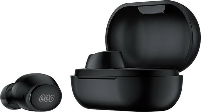 Kufje TWS QCY T27, wireless, me kuti karikimi, e zezë