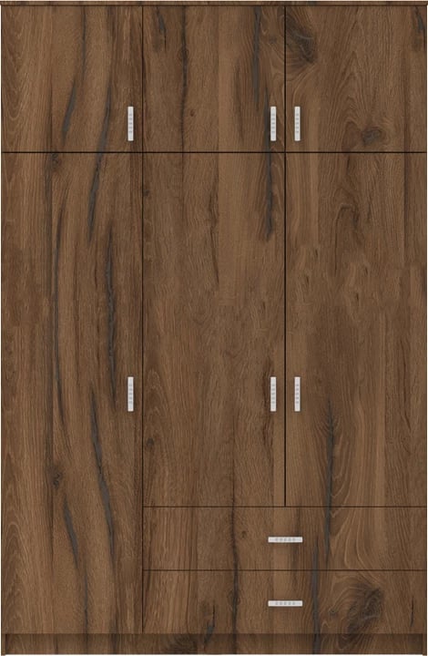 Dollap trefaqësh me sirtarë, ngjyrë arre-lisi, Royal, 150x58x230cm