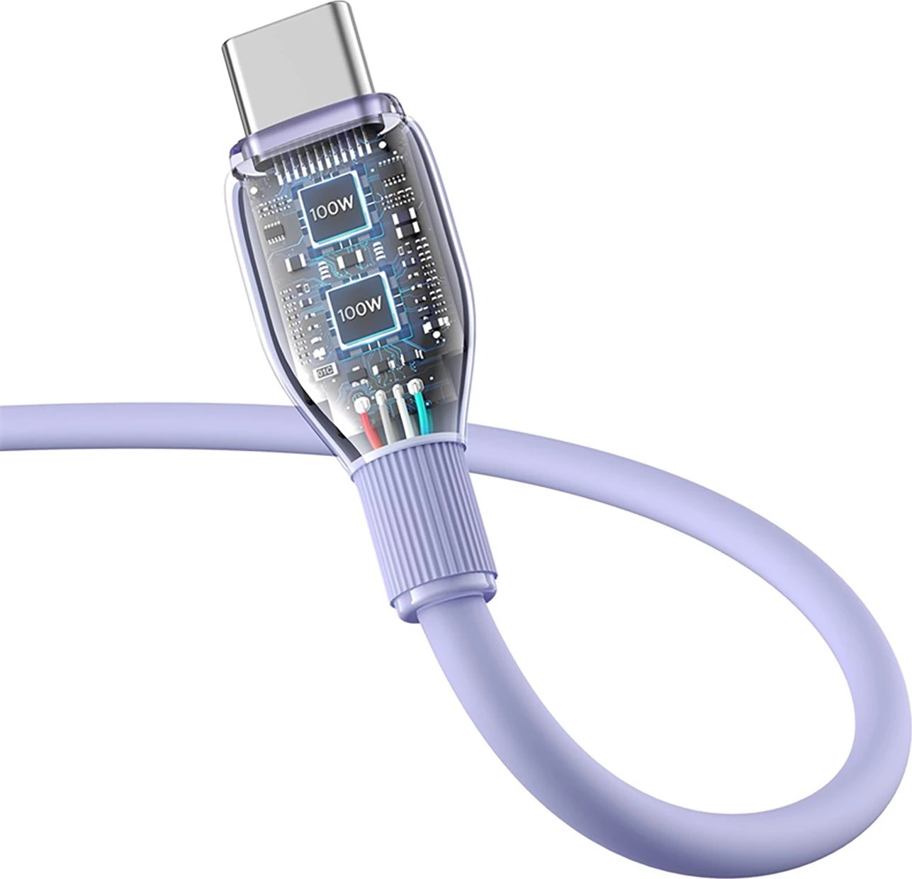 Kabllo Baseus Pudding USB-A në USB-C 2m, 100W, Vjollcë